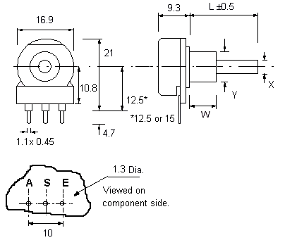 PC16BU potentiometer drawing PC16BU potentiometer drawing